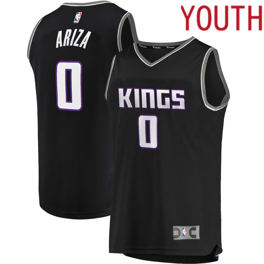 Youth Sacramento Kings #0 Trevor Ariza Fanatics Branded Black Fast Break Replica Player NBA Jersey